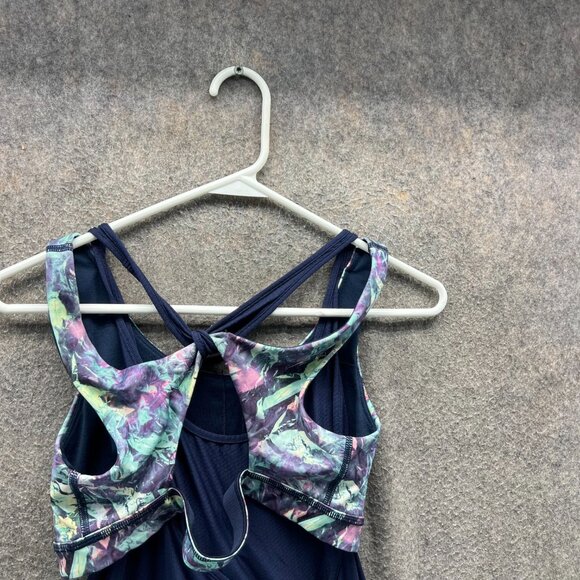 Lululemon Tank Top Women 8 Navy Multi Floral Athletic Tennis Crossback - Picture 7 of 9
